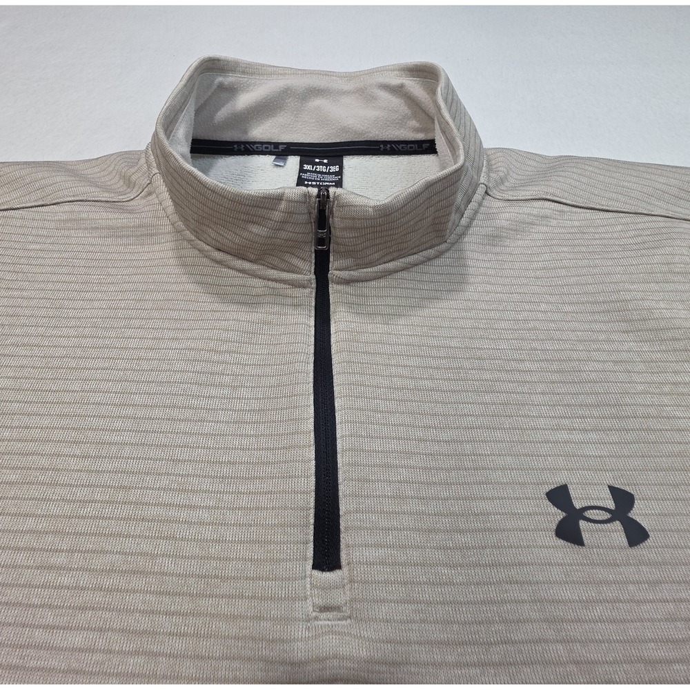 Actual Under Armour Storm Pullover Mens 3XL Beige 1/4 Zip Sweater Jacket Storm